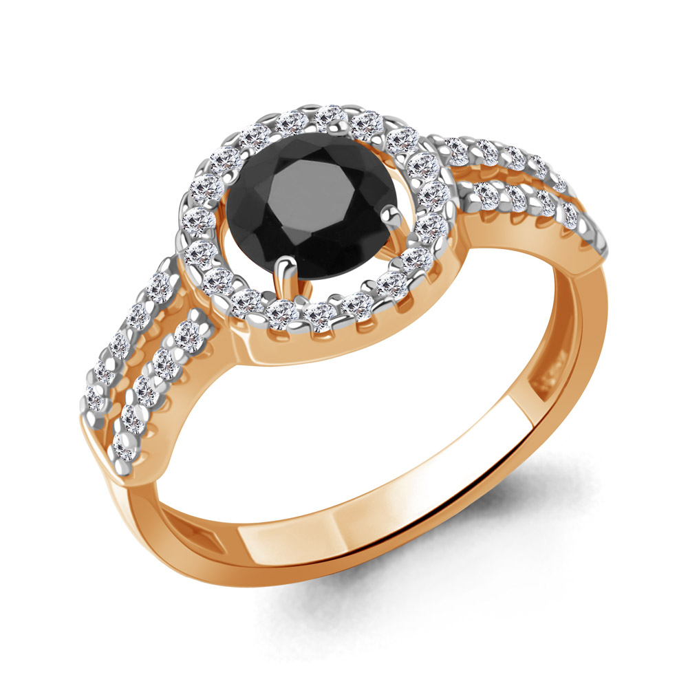 600588АЧ Кольцо из Золота с стеклом, фианитами