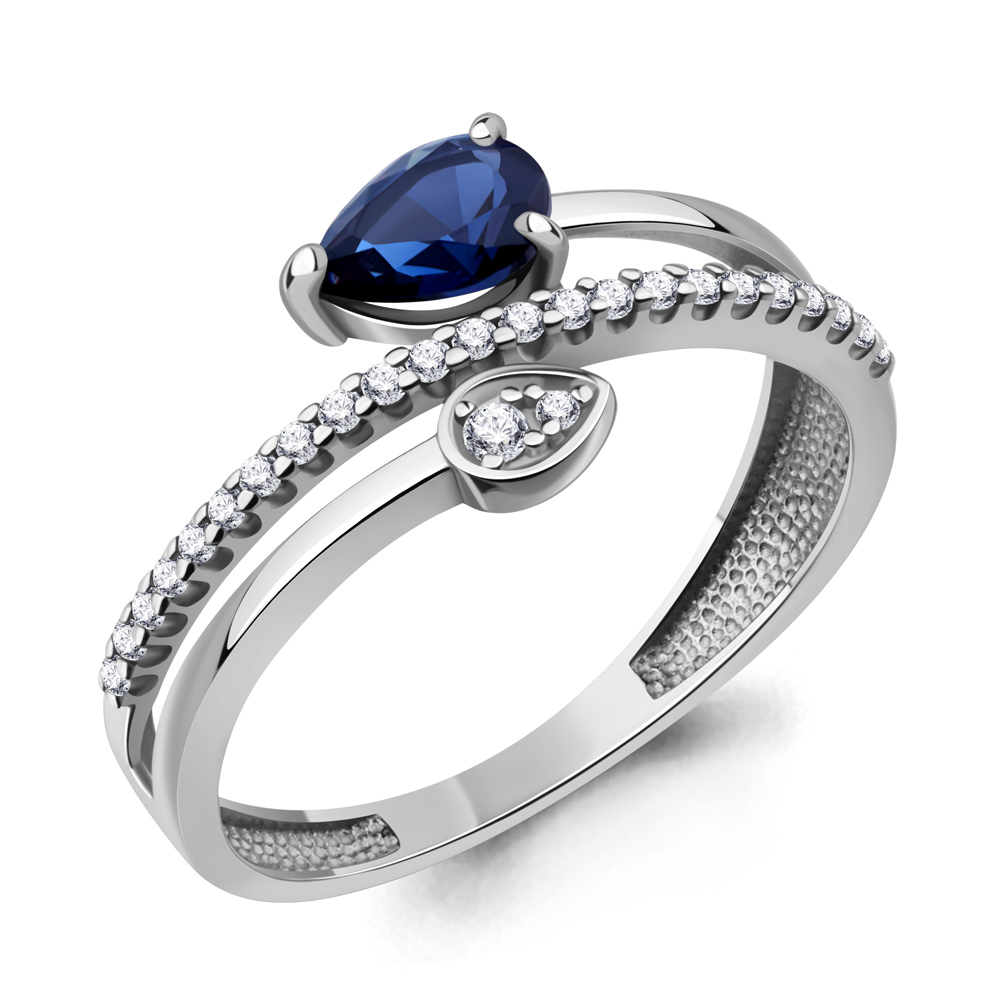 600682АБ Кольцо из Серебра с наносапфиром, фианитами