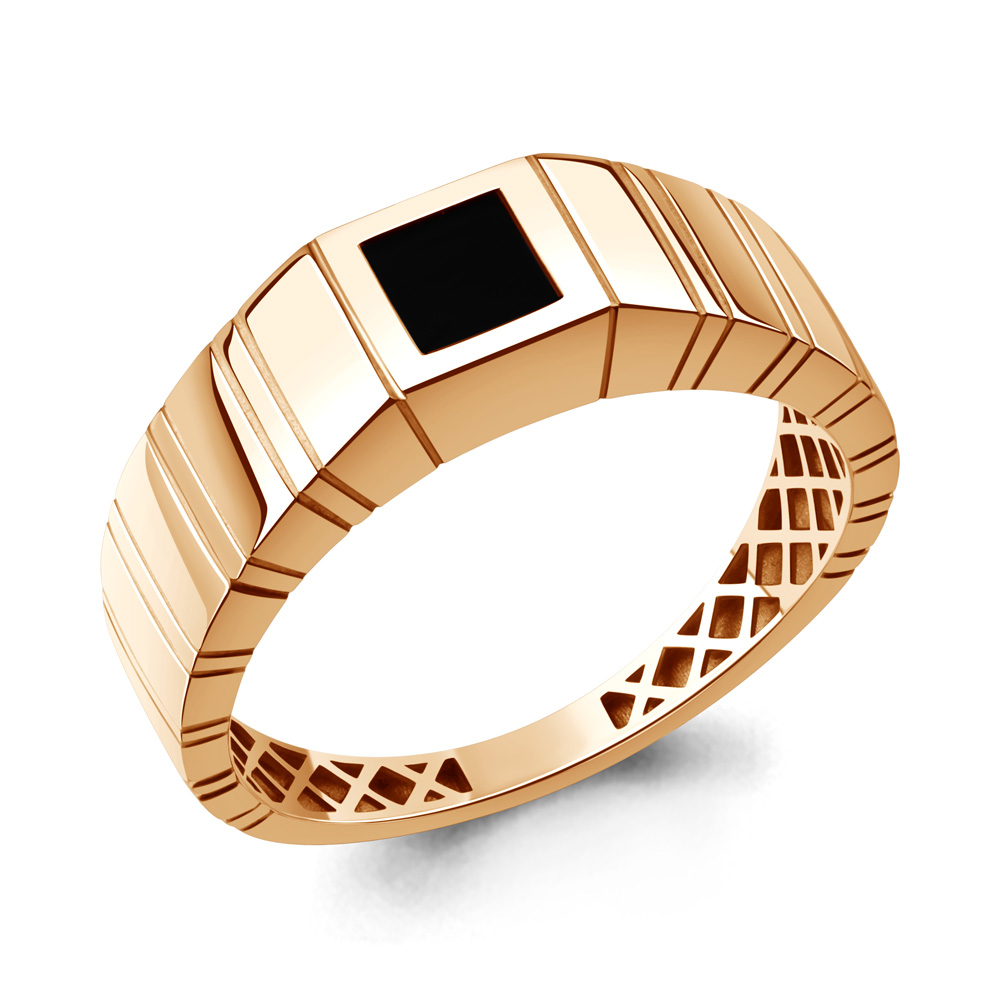 600764Ч Кольцо из Золота с черным фианитом