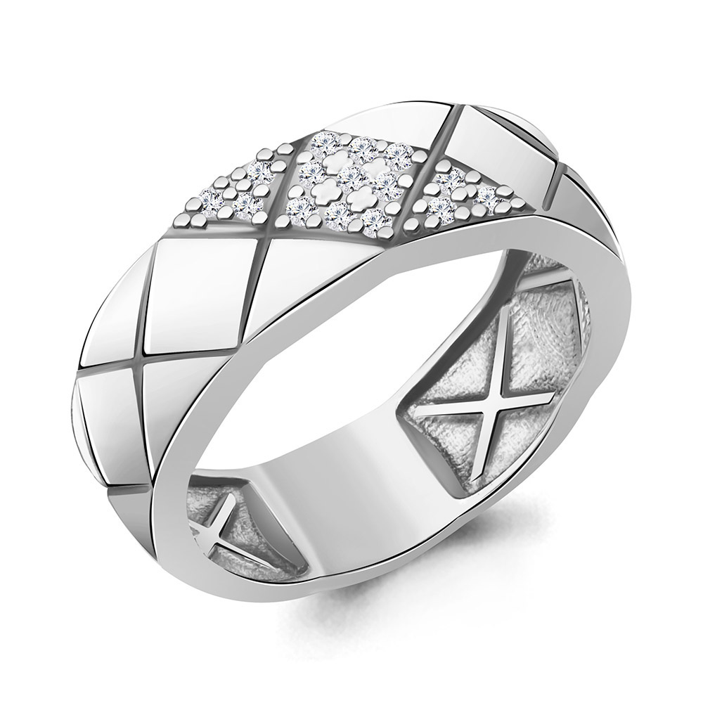 600802А Кольцо из Серебра с фианитами