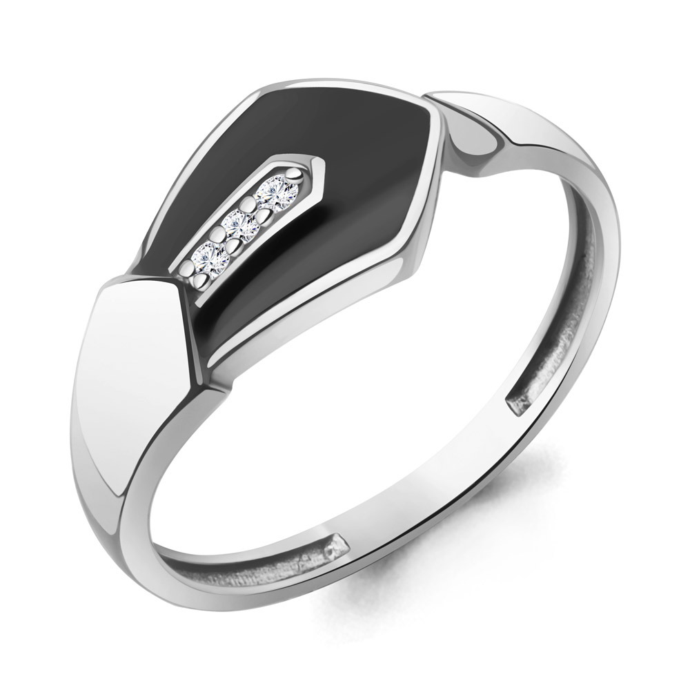 600880А Кольцо из Серебра с фианитами, эмалью