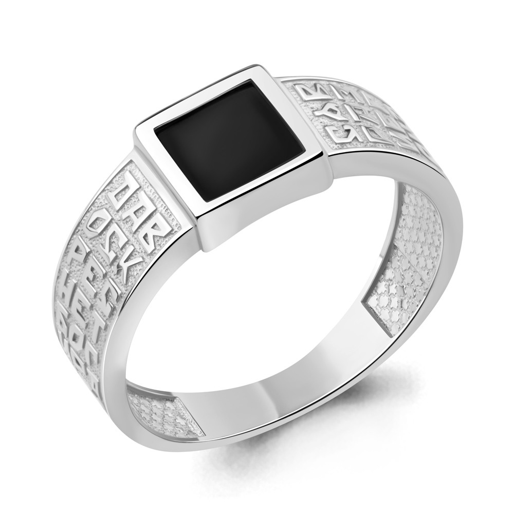 600882Ч Кольцо из Серебра с черным фианитом