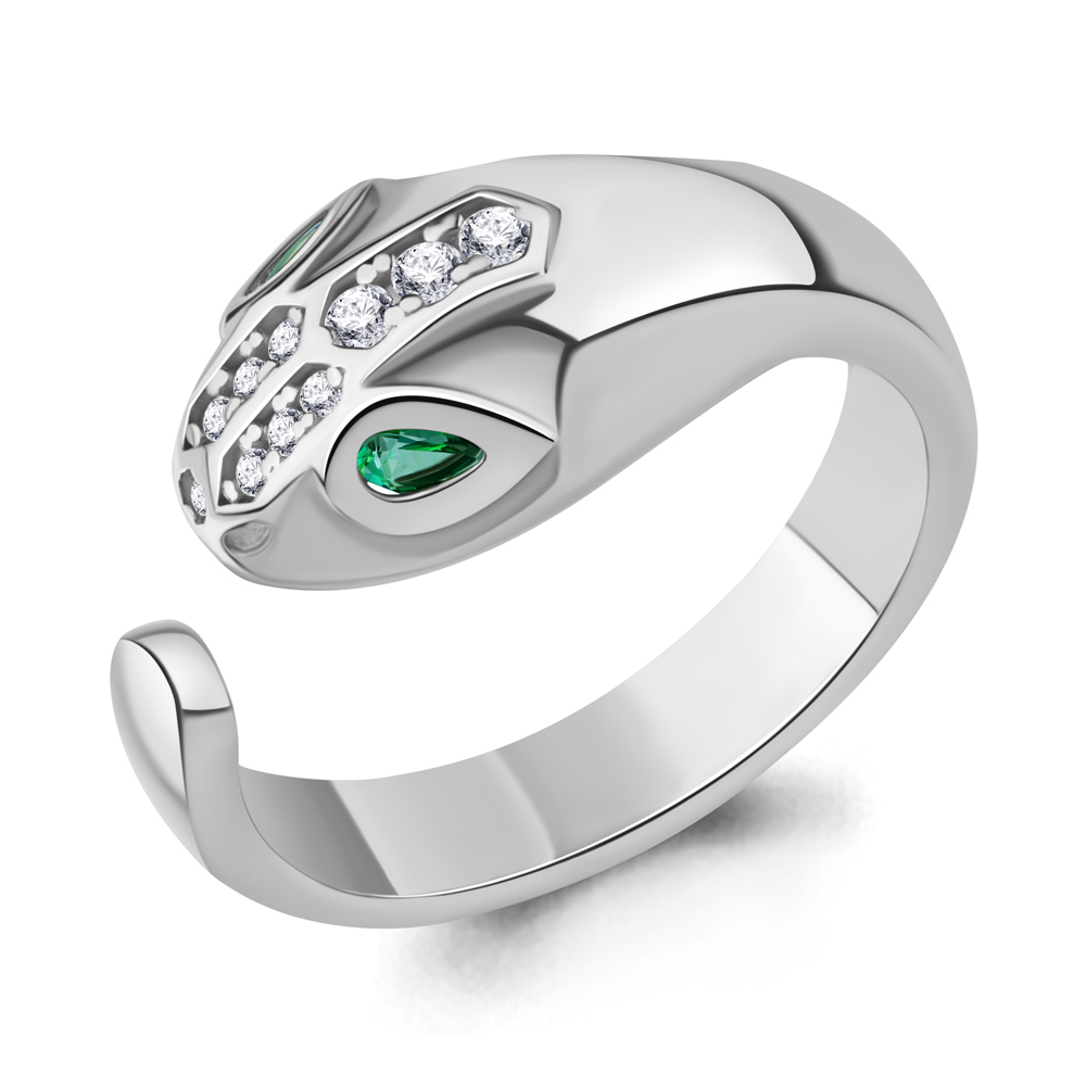 600889АГ Кольцо из Серебра с наноизумрудами, фианитами
