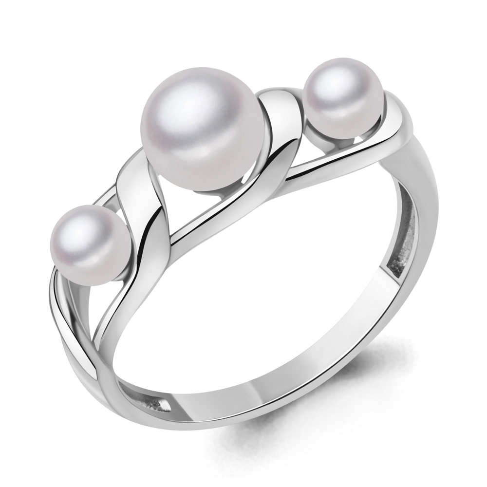 600894 Кольцо из Серебра с имитациями жемчуга