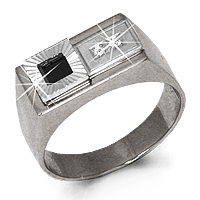 60615Ч Кольцо из Серебра с фианитами, черным фианитом