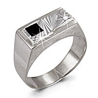 60616 Кольцо из Серебра с фианитом, черным фианитом