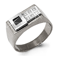60617Ч Кольцо из Серебра с фианитами, черным фианитом