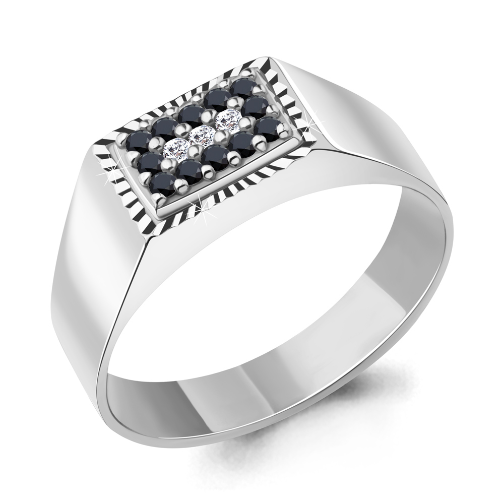 61021Ч Кольцо из Серебра с нанокристаллами, фианитами