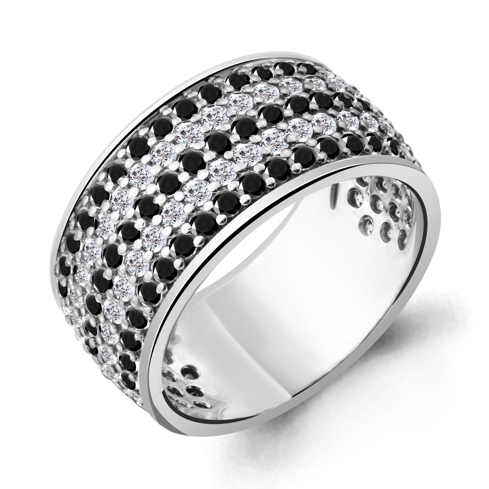 61290Ч Кольцо из Серебра с нанокристаллами, фианитами