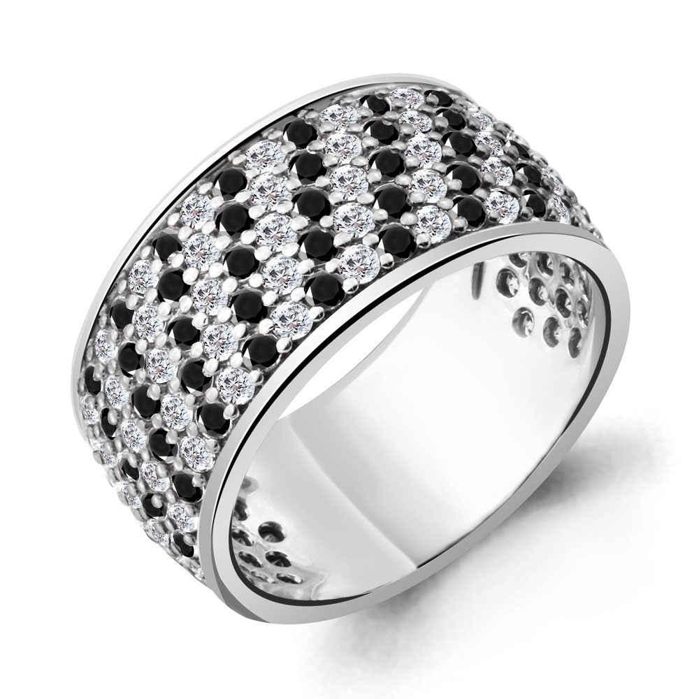 61294Ч Кольцо из Серебра с нанокристаллами, фианитами