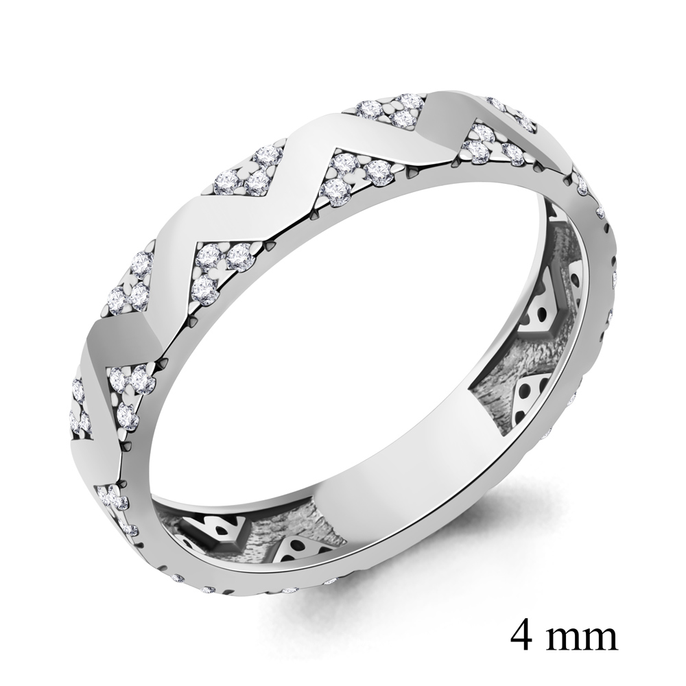 61694А Кольцо из Серебра с фианитами из коллекции "Love story"