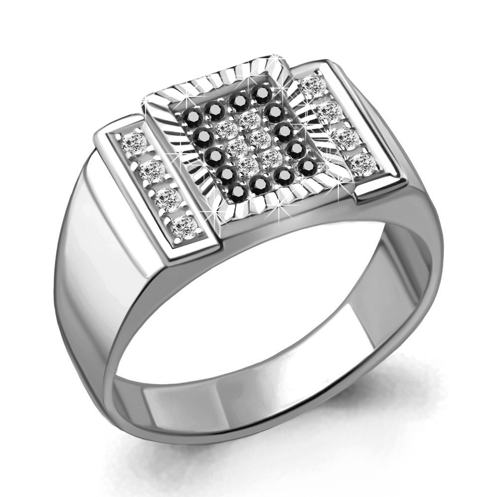 62036Ч Кольцо из Серебра с нанокристаллами, фианитами