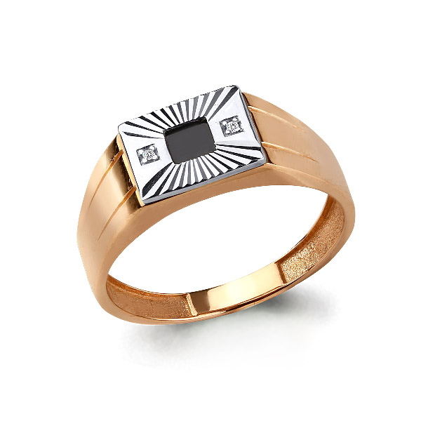 62184 Кольцо из Золота с фианитами, черным фианитом