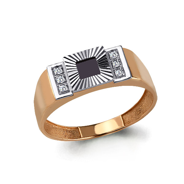62186Ч Кольцо из Золота с фианитами, черным фианитом