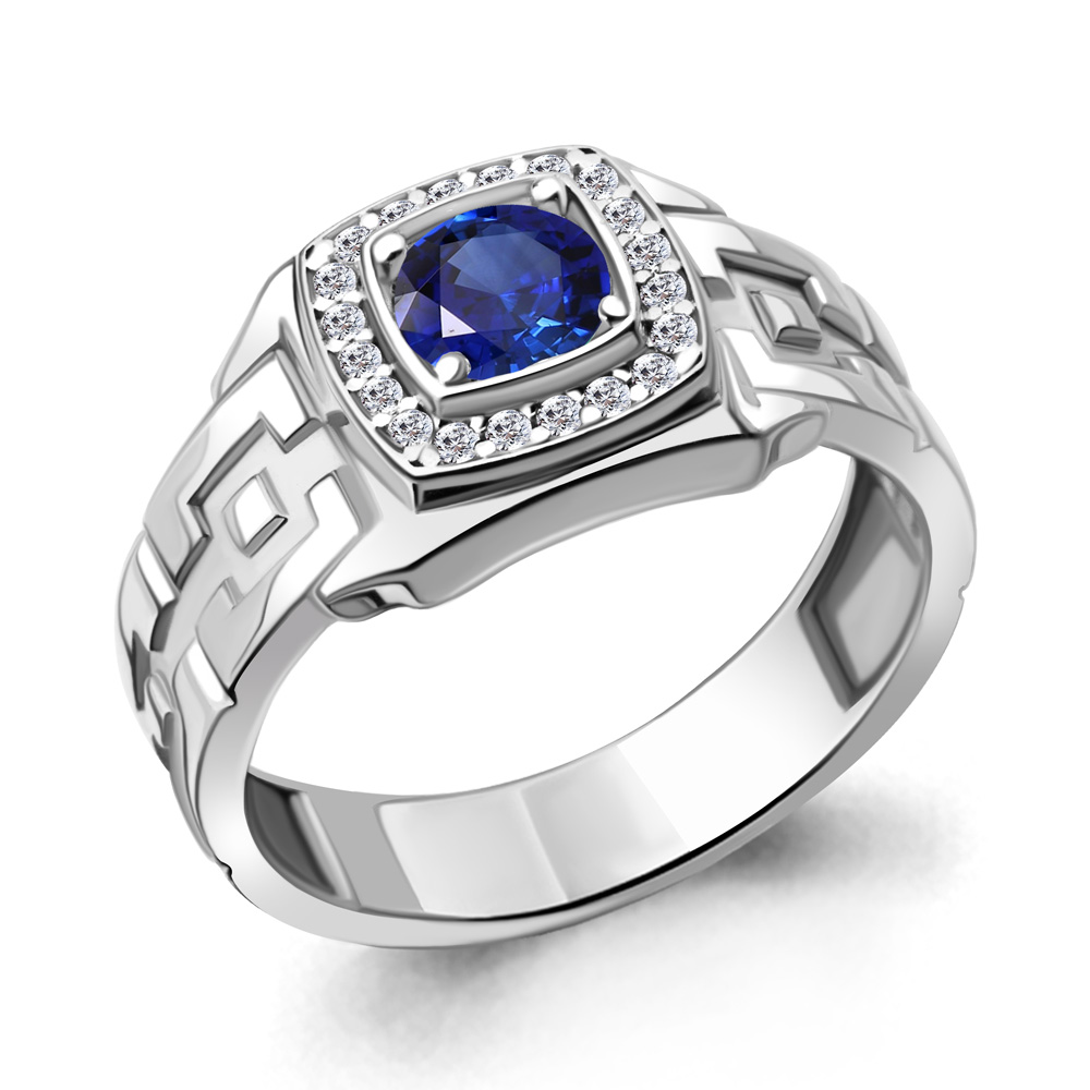 63217Б Кольцо из Серебра с наносапфиром, фианитами