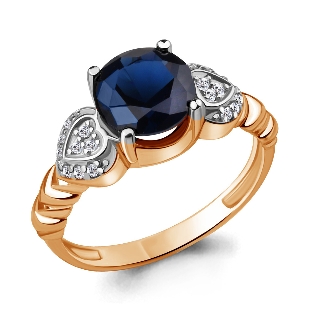 63896Б Кольцо из Золота с наносапфиром, фианитами из коллекции "Клеопатра"