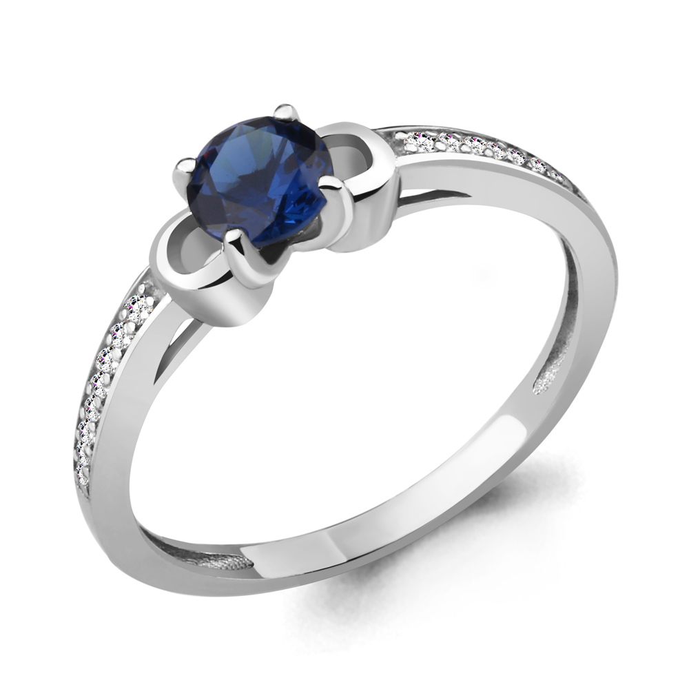 63903Б Кольцо из Серебра с наносапфиром, фианитами из коллекции "Клеопатра"