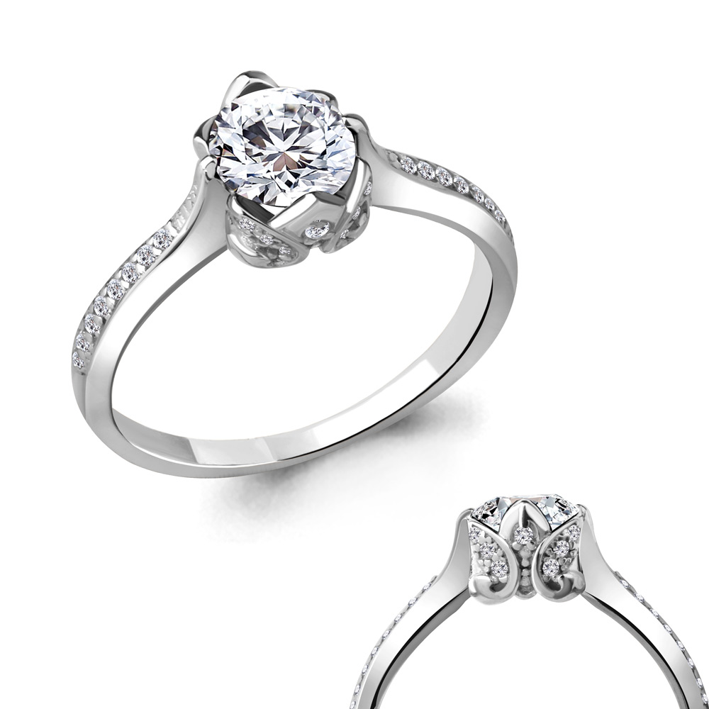 63977А Кольцо из Серебра с фианитами