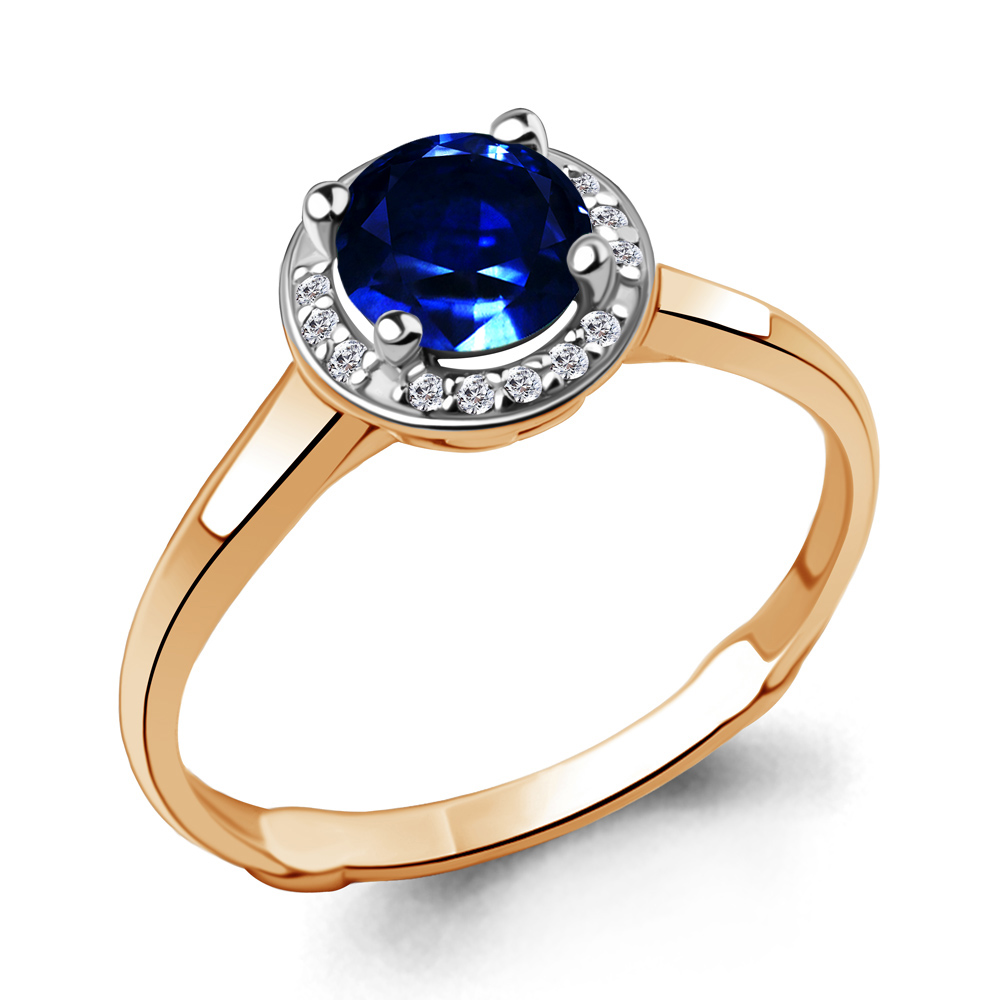 63991Б Кольцо из Золота с наносапфиром, фианитами из коллекции "Клеопатра"