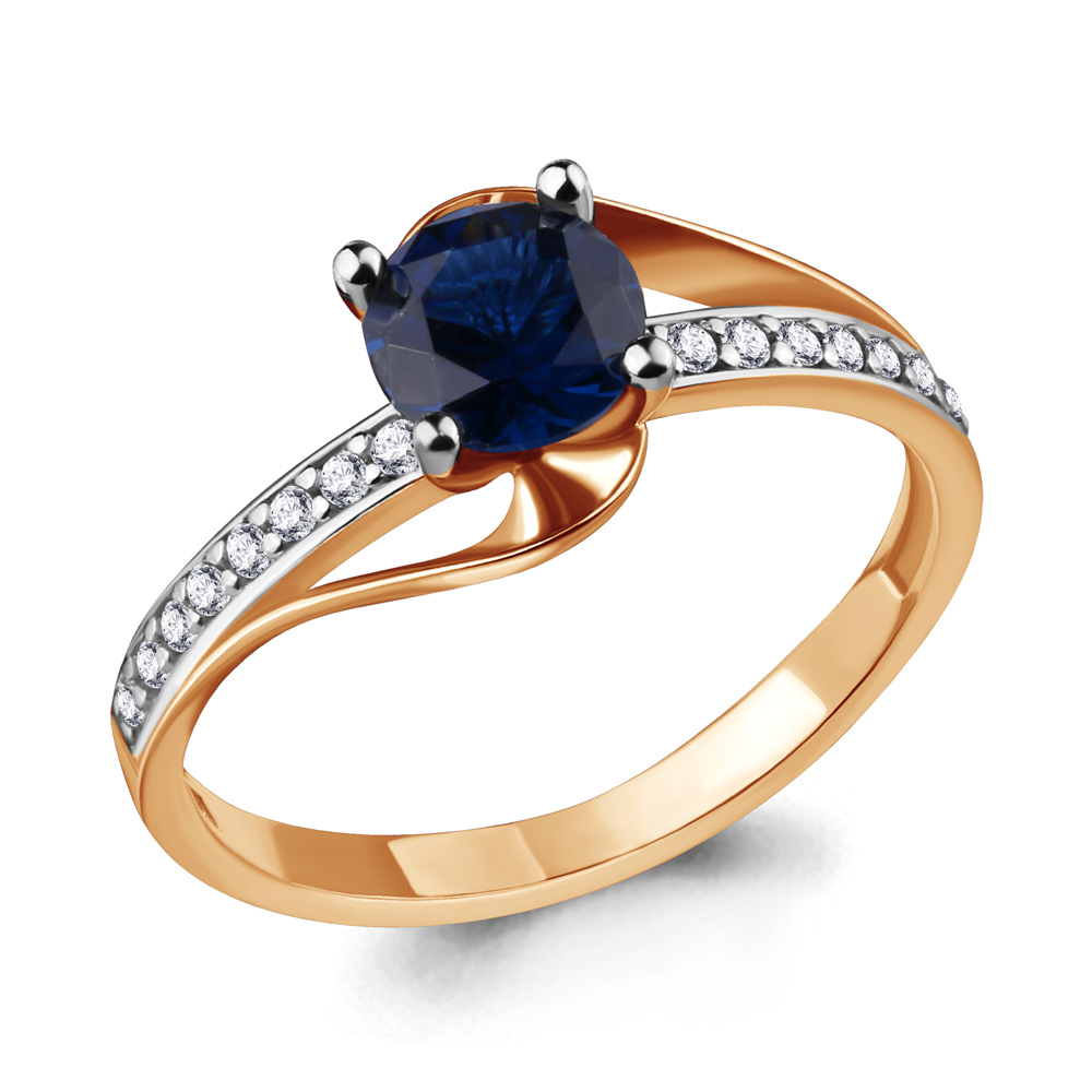 63997Б Кольцо из Золота с наносапфиром, фианитами из коллекции "Клеопатра"