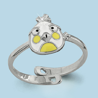 64120А Кольцо из Серебра с фианитом, эмалью из коллекции "Happy"