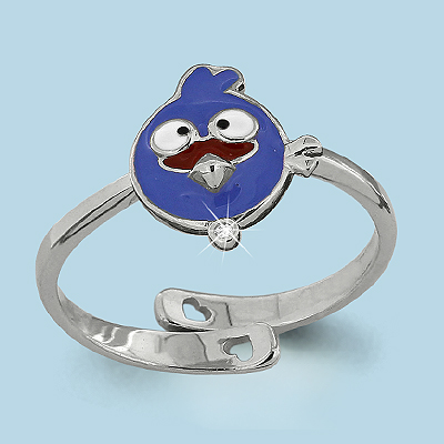 64121А Кольцо из Серебра с фианитом, эмалью из коллекции "Happy"