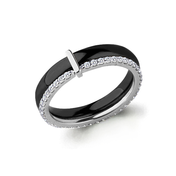 64456Ч Кольцо из Серебра с керамикой, фианитами