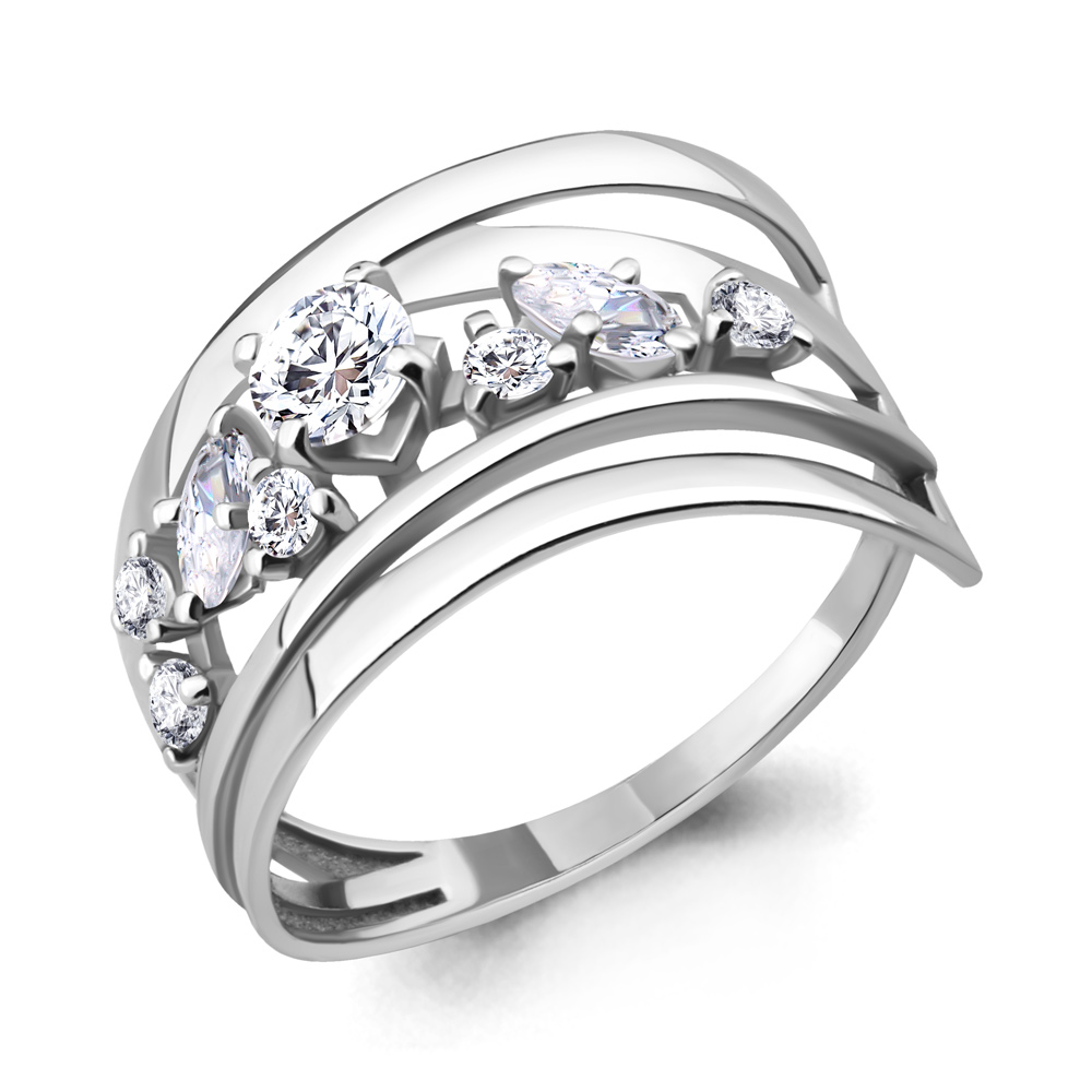 64797А Кольцо из Серебра с фианитами из коллекции "Energy"