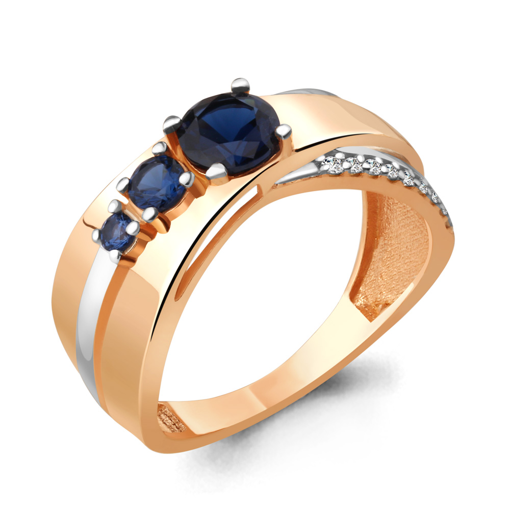 64817Б Кольцо из Золота с наносапфирами, фианитами из коллекции "Клеопатра"