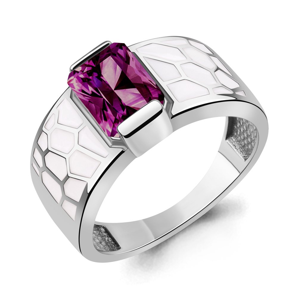 65000184 Кольцо из Серебра с наноаметистом иск., эмалью