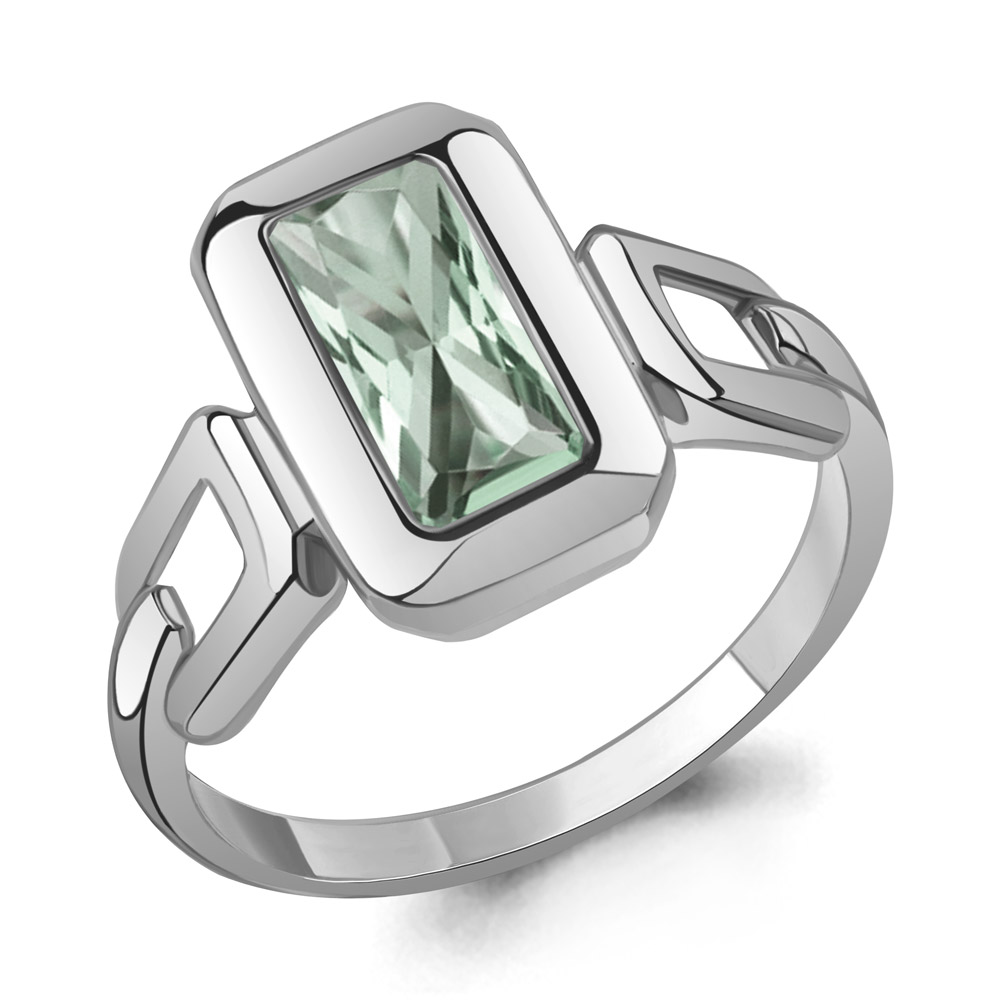 65000615 Кольцо из Серебра с празиолитом (грин аметистом)