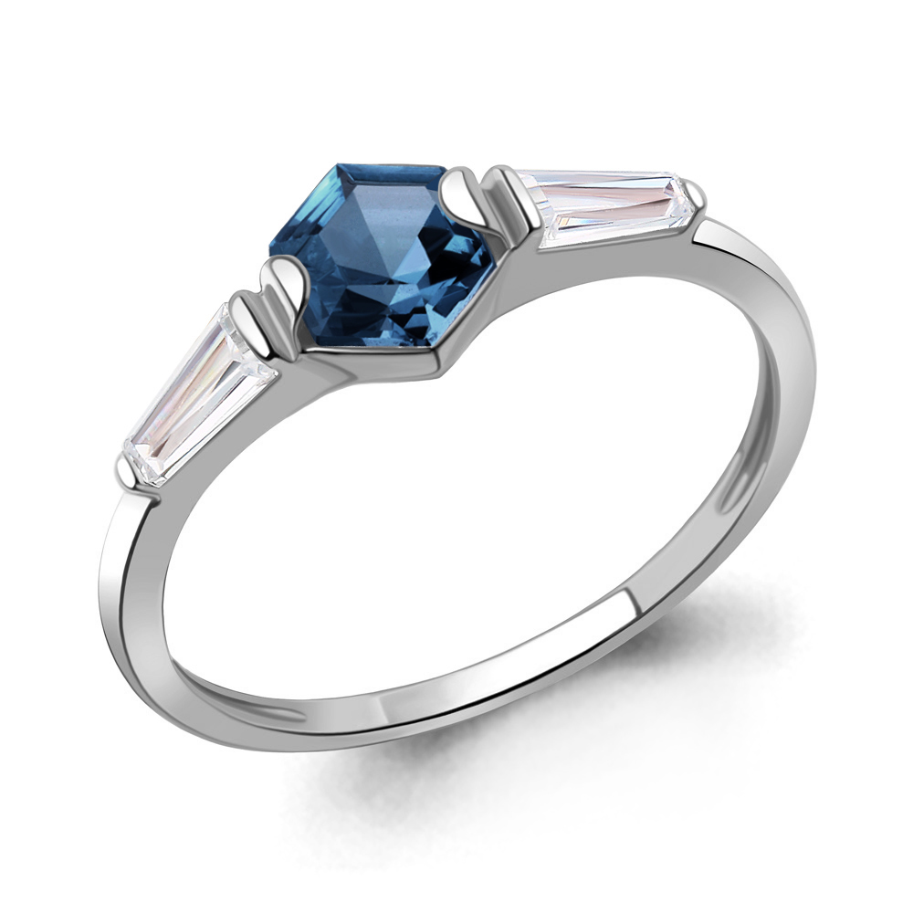 65000793 Кольцо из Серебра с нанотопазом лондон, фианитами