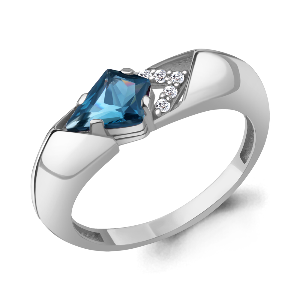 65001893А Кольцо из Серебра с нанотопазом лондон, фианитами