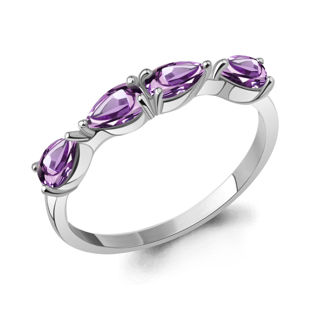 65002204 Кольцо из Серебра с аметистами