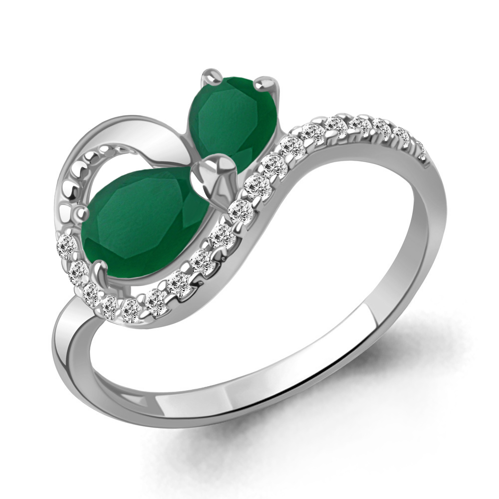 65002909А Кольцо из Серебра с агатами, фианитами