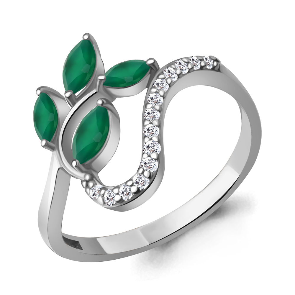 65003909А Кольцо из Серебра с агатами, фианитами