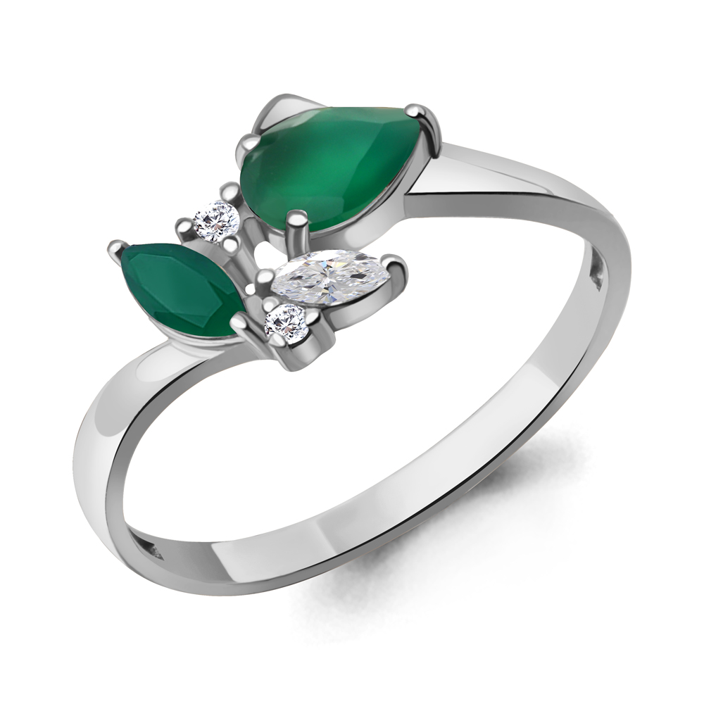 65004109А Кольцо из Серебра с агатами, фианитами