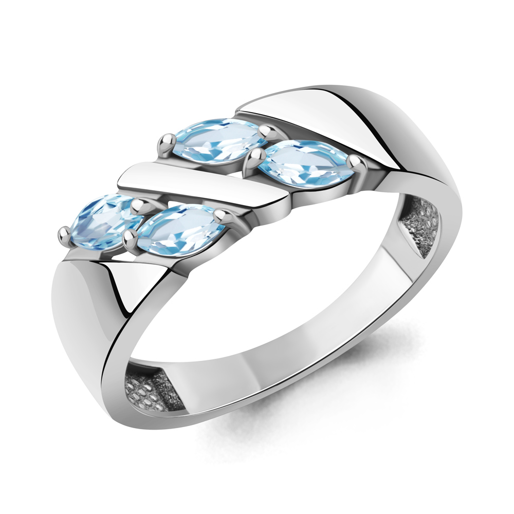 65005402 Кольцо из Серебра с топазами скай блю
