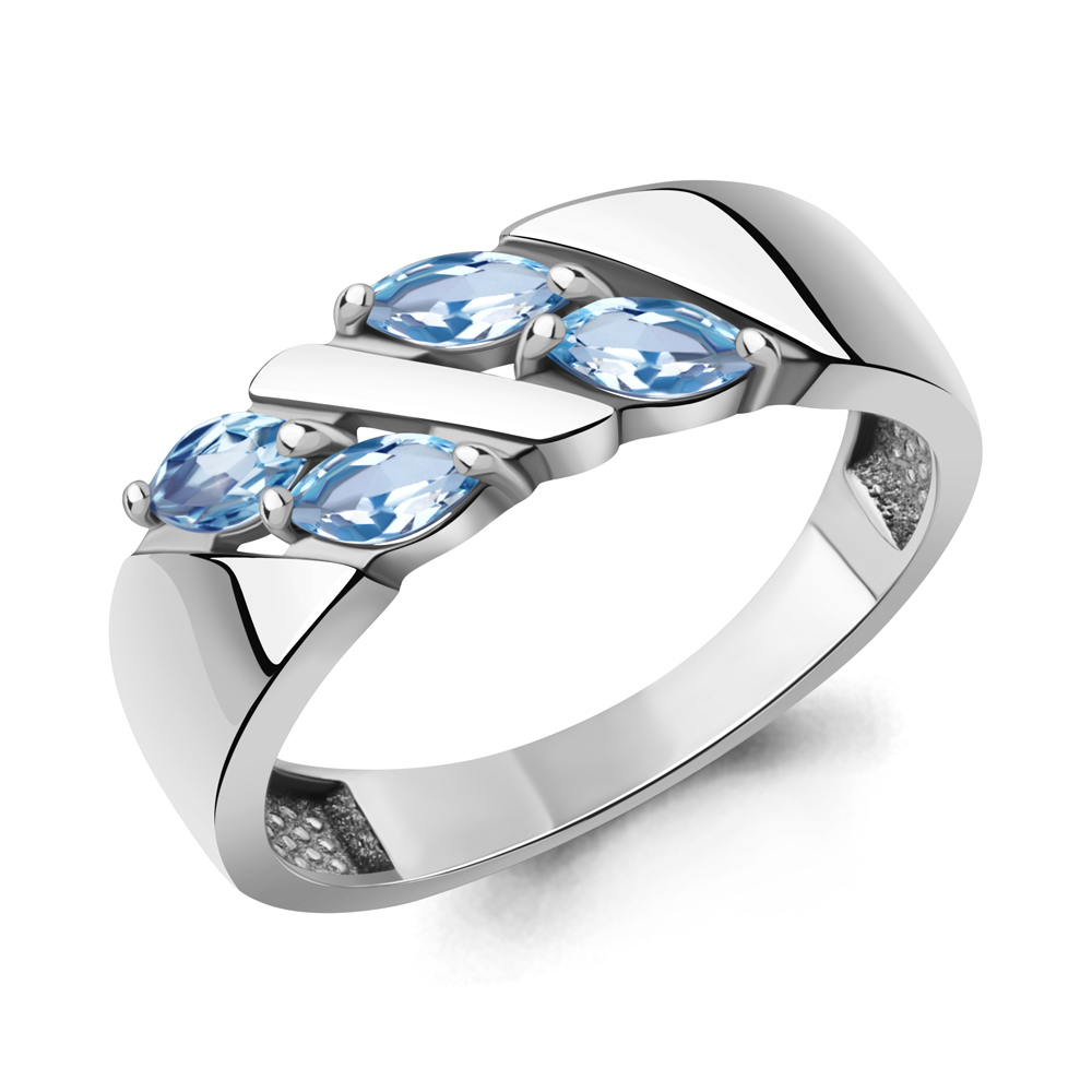 65005405 Кольцо из Серебра с топазами свисс блю