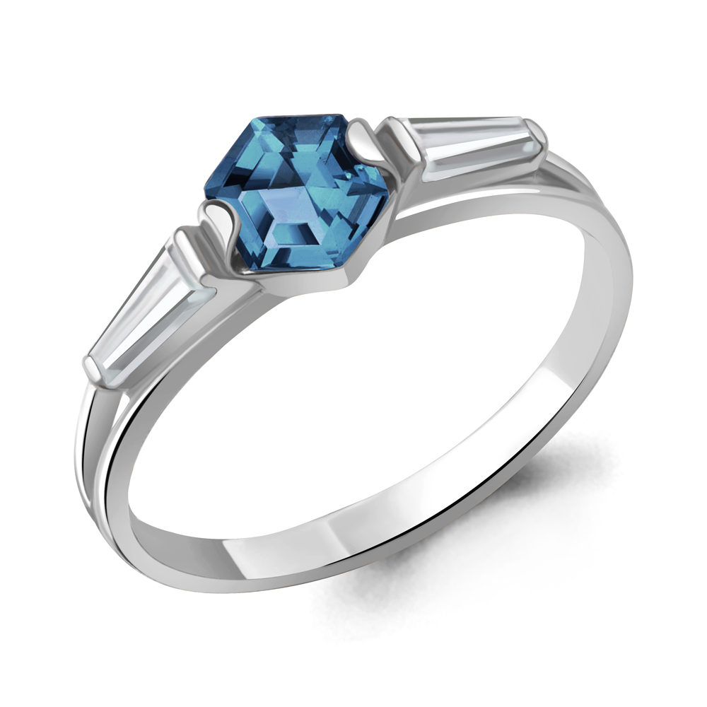 65006393 Кольцо из Серебра с нанотопазом лондон, фианитами