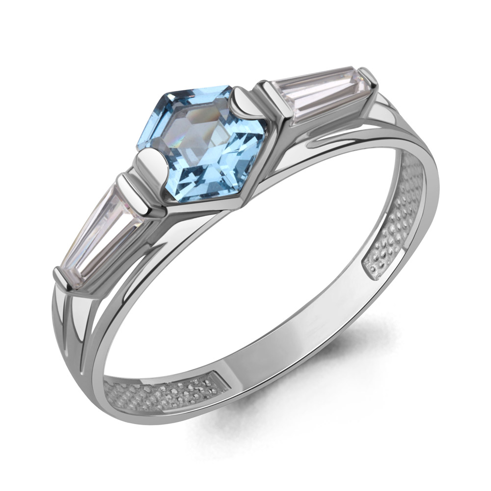 65006592 Кольцо из Серебра с нанотопазом свисс, фианитами