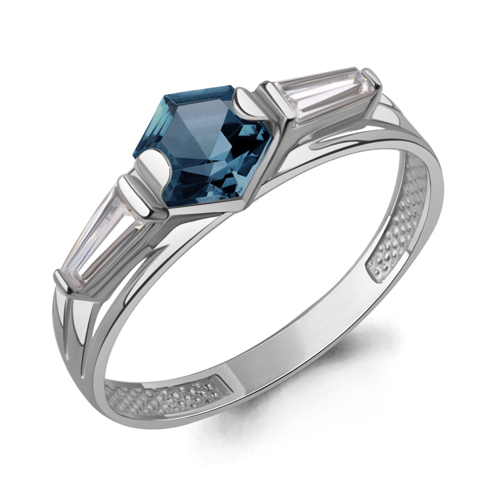 65006593 Кольцо из Серебра с нанотопазом лондон, фианитами