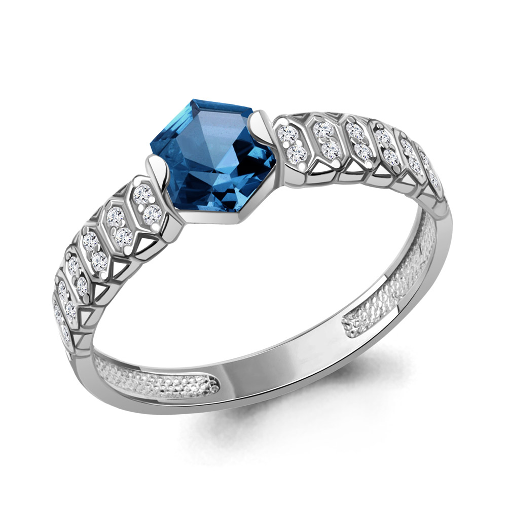 65006893А Кольцо из Серебра с нанотопазом лондон, фианитами