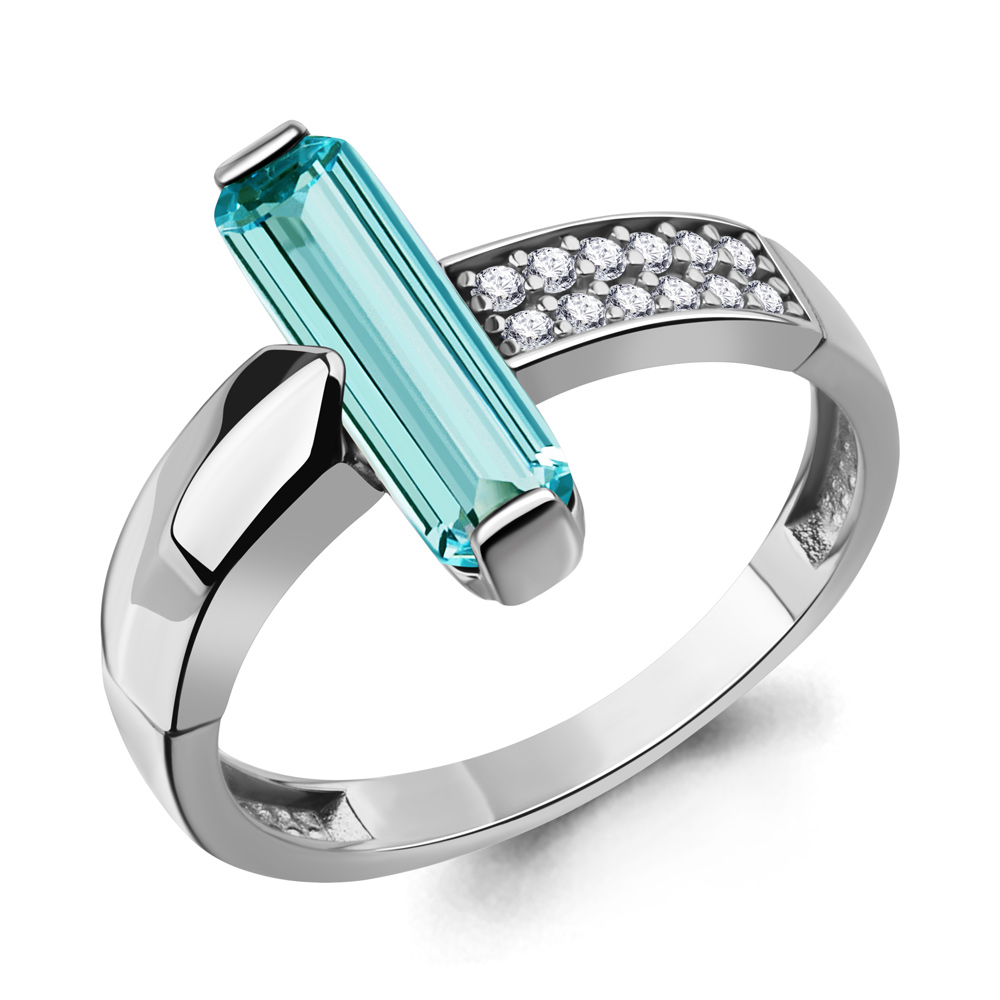 65006988А Кольцо из Серебра с нанотурмалином иск., фианитами