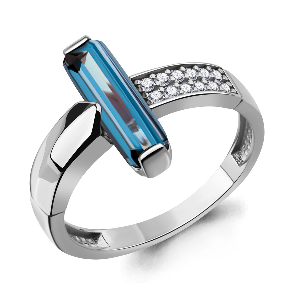 65006993А Кольцо из Серебра с нанотопазом лондон, фианитами