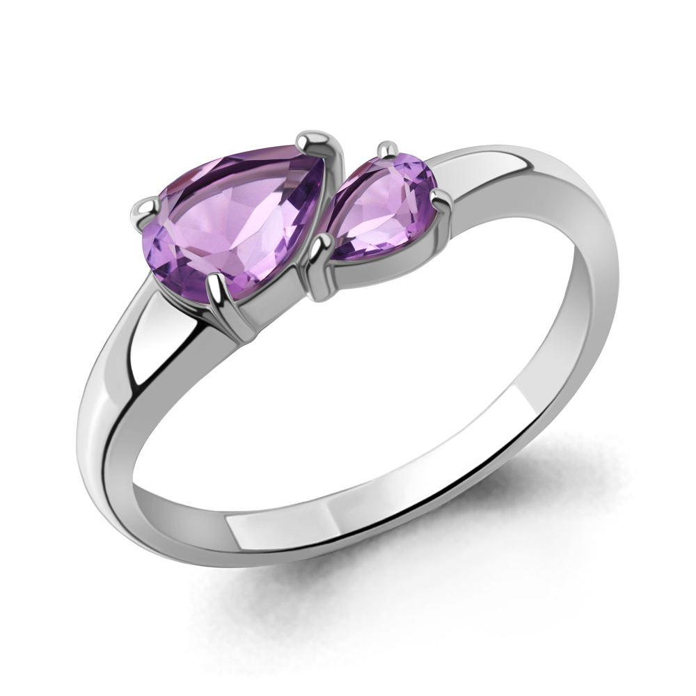 65008104 Кольцо из Серебра с аметистами