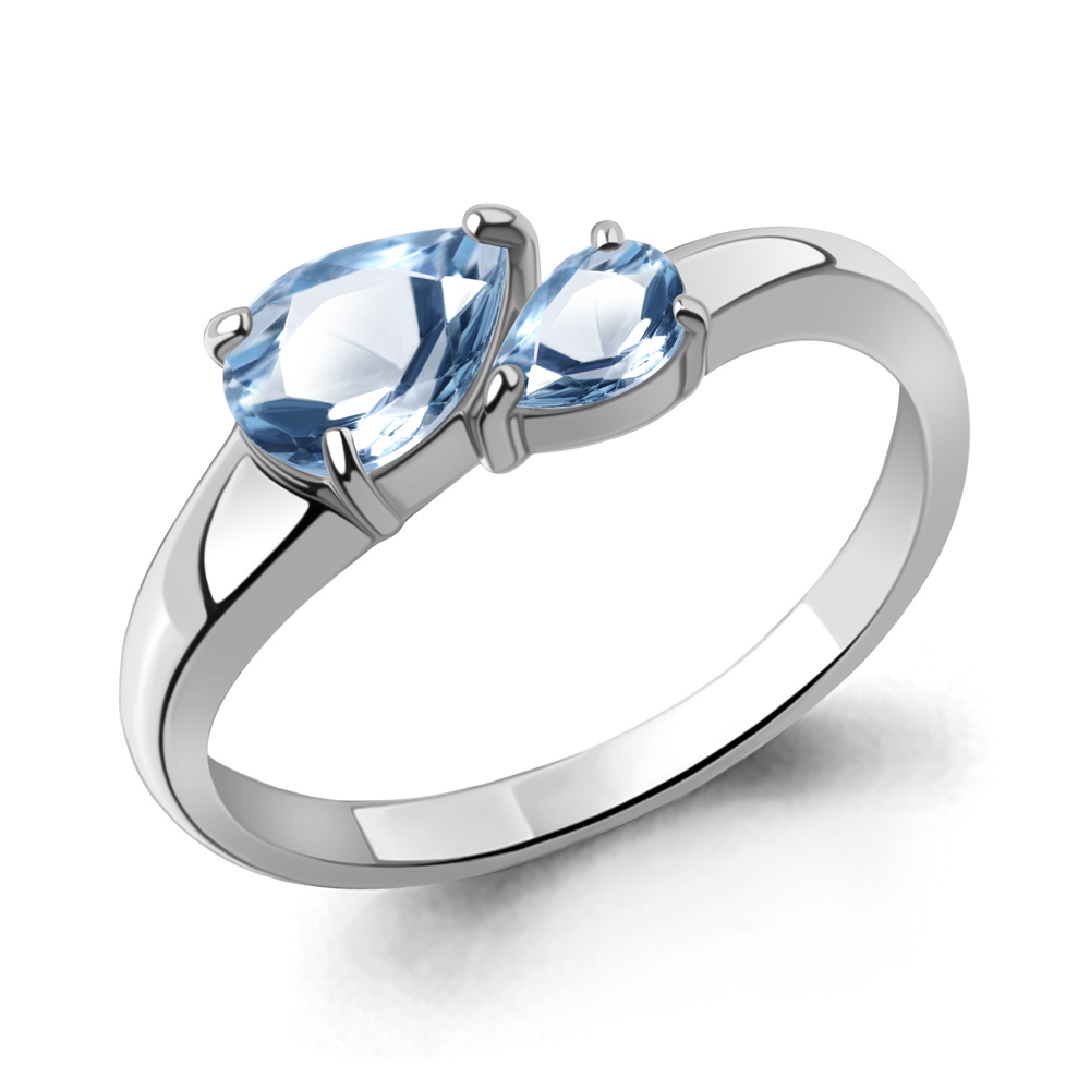 65008105 Кольцо из Серебра с топазами свисс блю