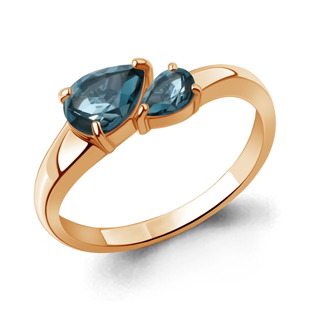 65008108 Кольцо из Золота с топазами лондон блю