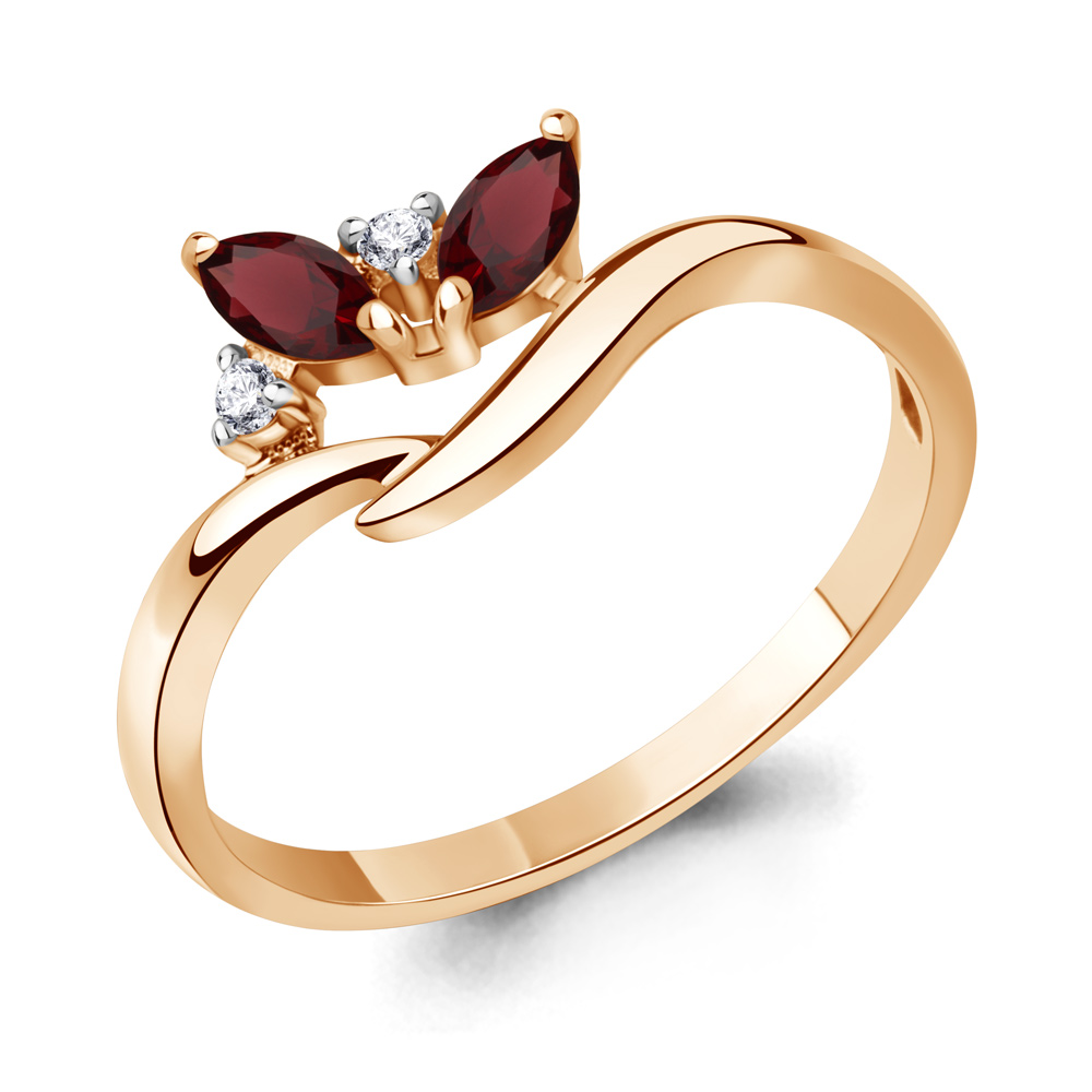 65008703 Кольцо из Золота с гранатами, фианитами