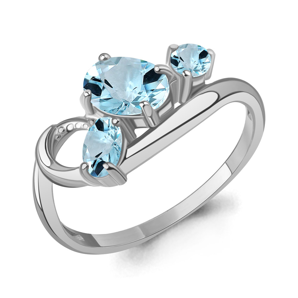 65009902 Кольцо из Серебра с топазами скай блю